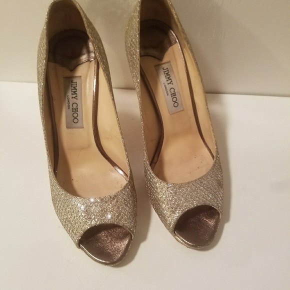 JIMMY CHOO - Sparkly open toe heels - Picture 2 of 7
